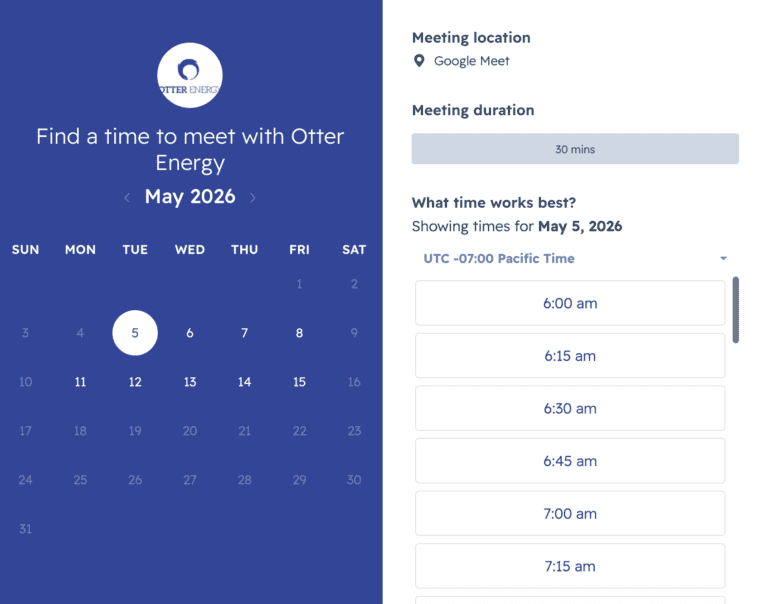 schedule your call with otter energy