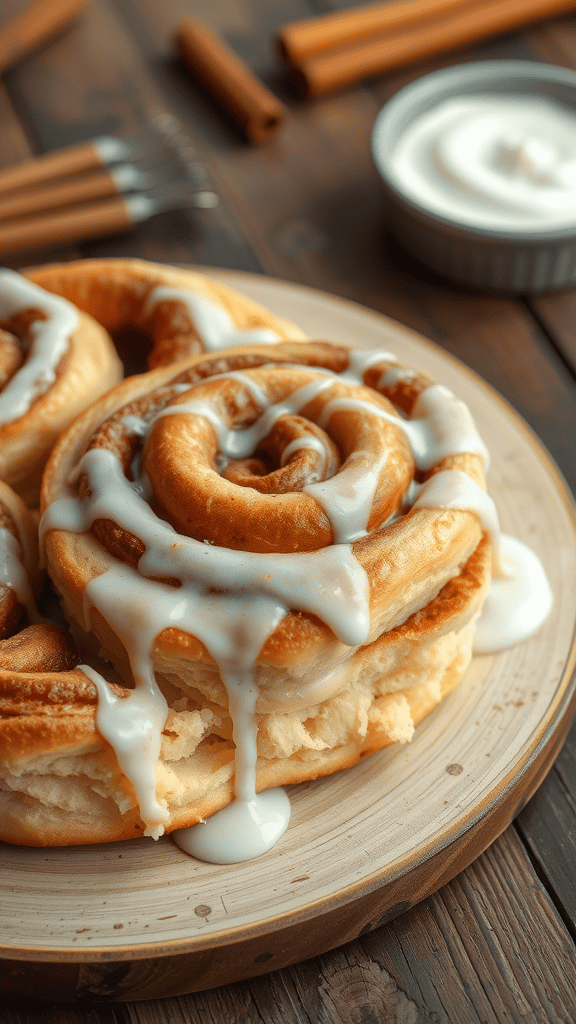 Delicious cinnamon roll with icing