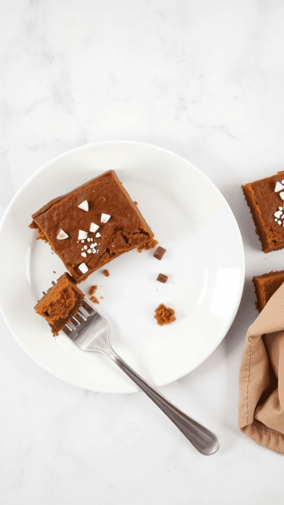 Delicious sweet potato brownies on a plate with a fork