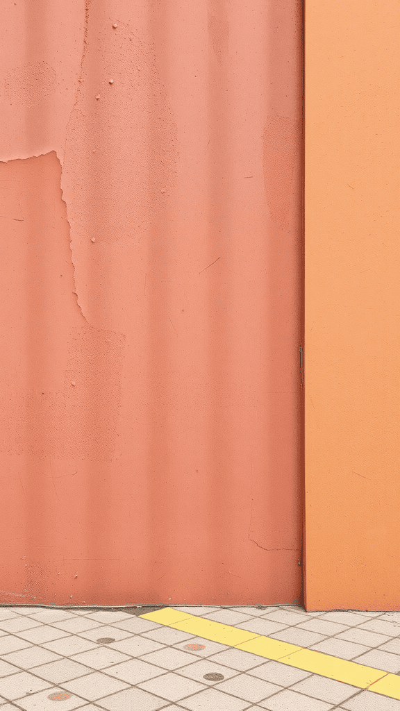 An image featuring textured peach and orange walls with a smooth surface.