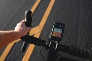 a biker cycling with GPS