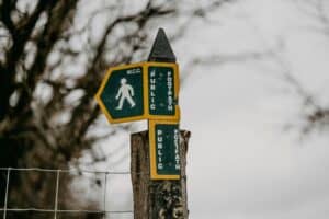 trail signs winter hike