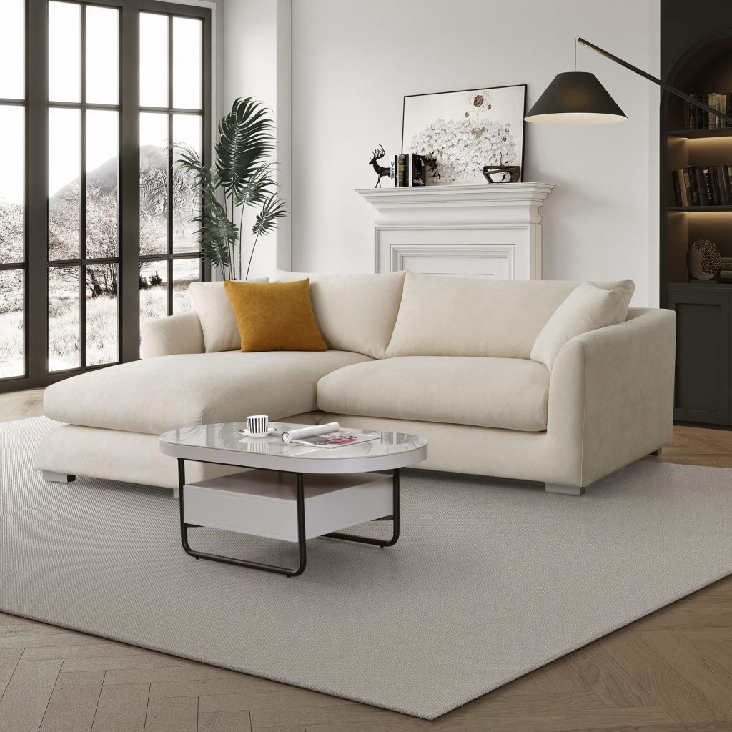 Stella chaise in a styled living room