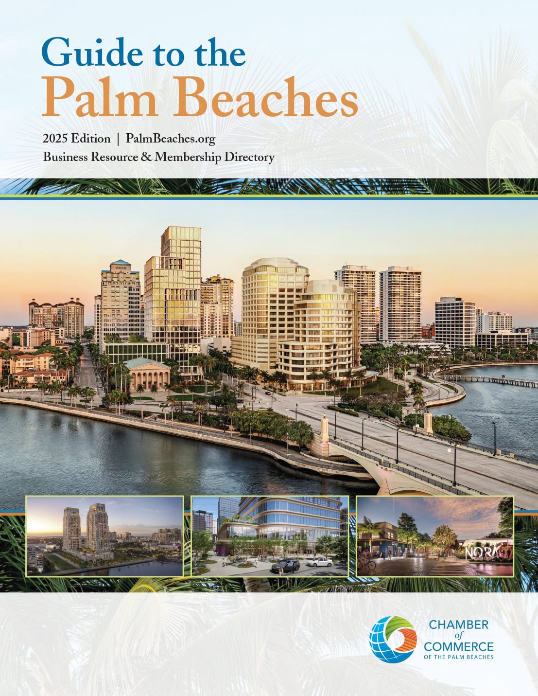 Palm Beaches skyline with modern buildings and waterfront view.