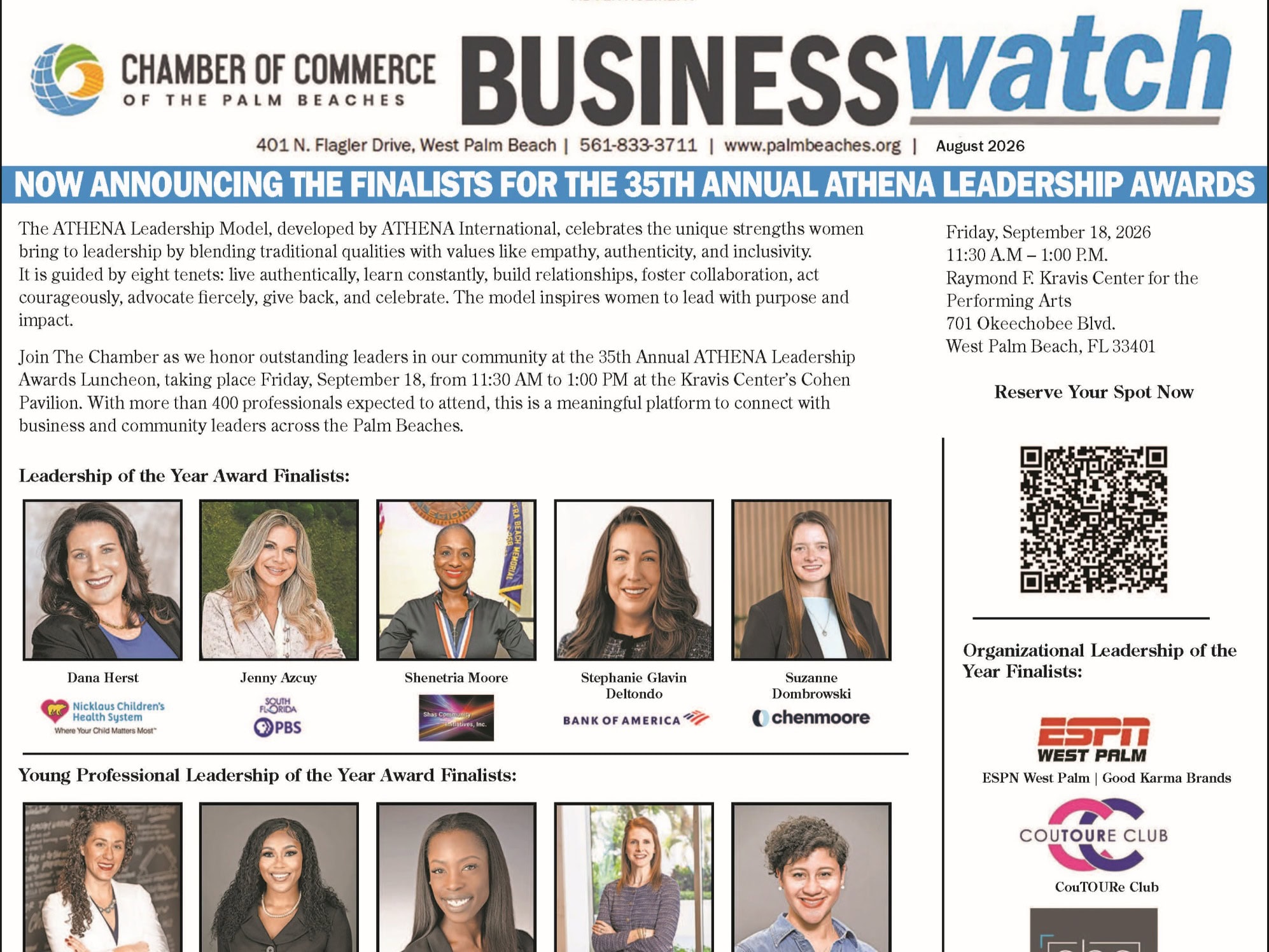 Group photo of five women finalists for Athena Leadership Awards 2025.