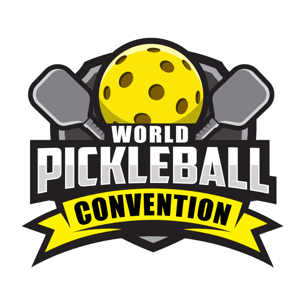 World Pickleball Convention logo with paddles and a yellow pickleball.
