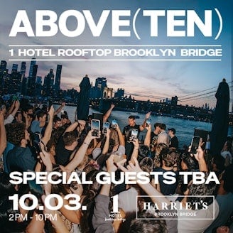 Above (Ten) rooftop Brooklyn Bridge party scene on Partybody.