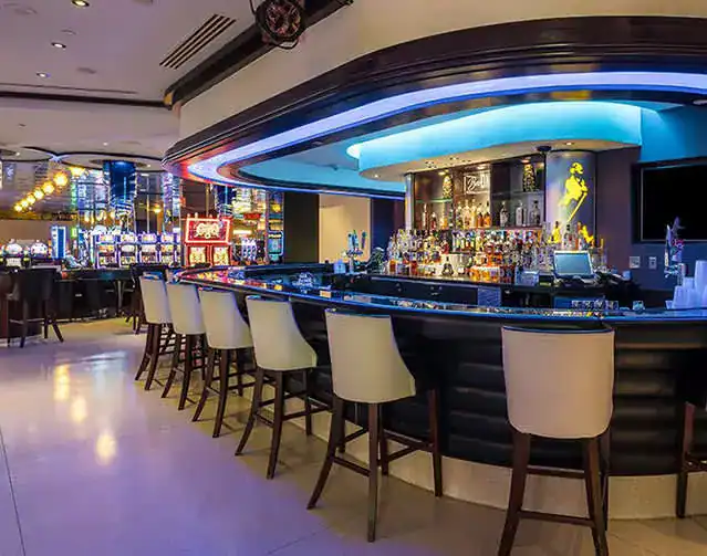Modern bar interior with illuminated counter on Partybody.