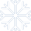 Light blue outline of a six-pointed snowflake on a white background.