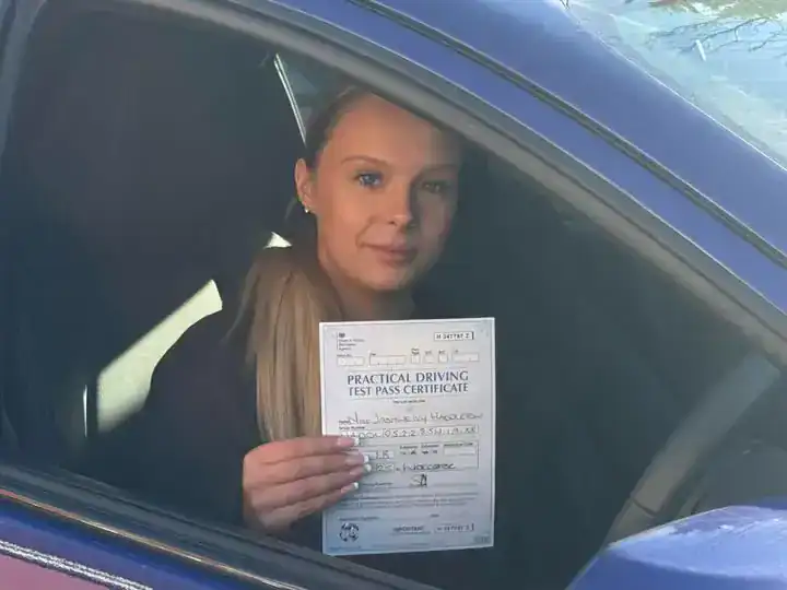 Jasmine, PassLee pupil, celebrating passing her driving test