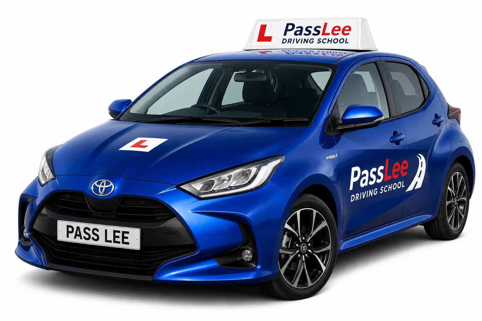 The PassLee automatic Toyota Yaris Hybrid that learners train in