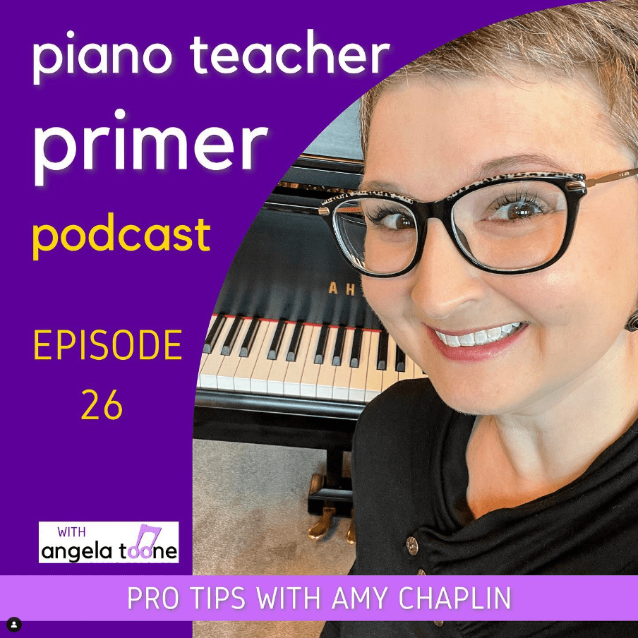 Podcast thumbnail with text and headshot of Amy