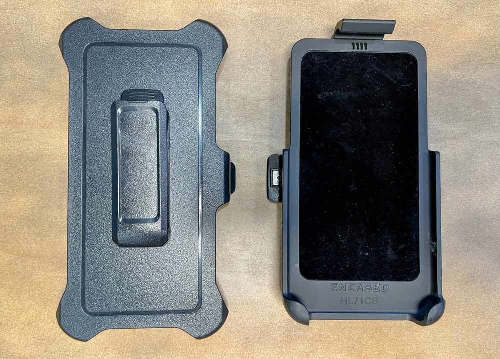 2 phone hip holders one facing front one facing back
