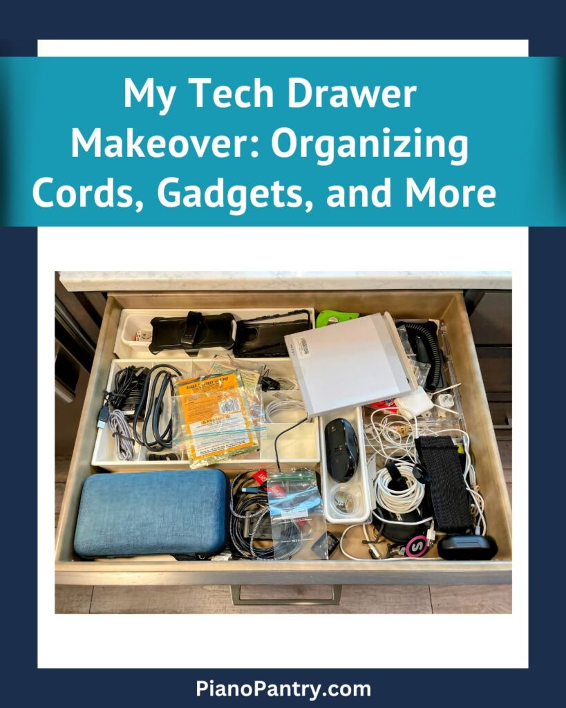 featured image with post text my tech drawer makeover: organizing cords, gadgets, and more and messy drawer photo