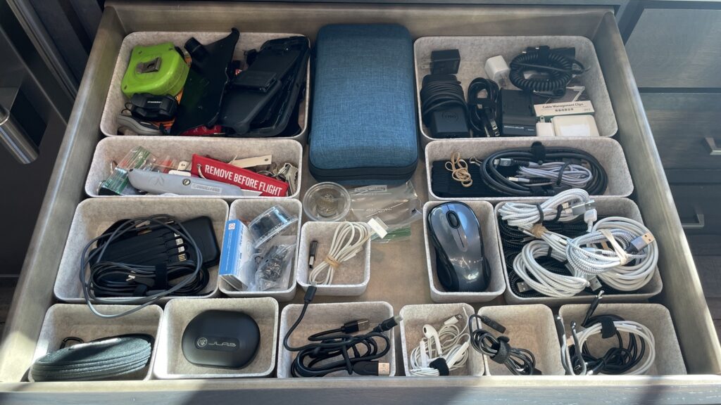 Tech drawer clean and tidy with new felt organizing trays