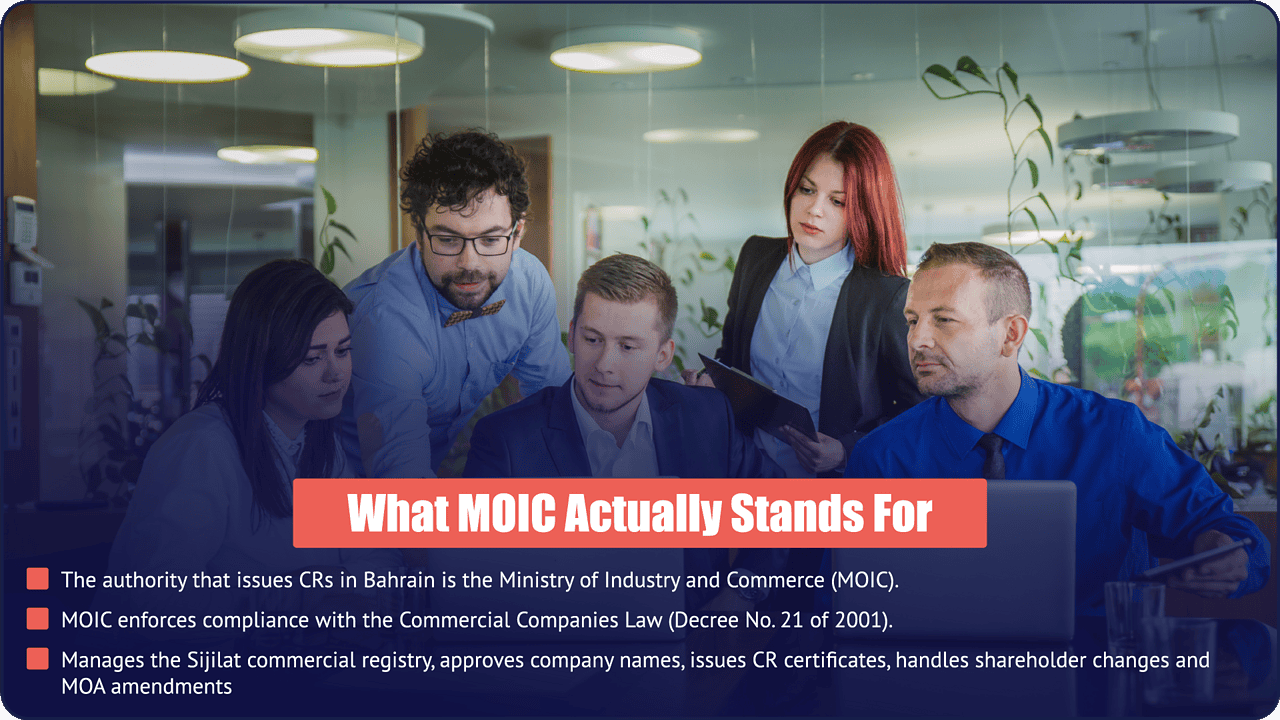 What MOIC stands for in Bahrain - role and responsibilities explained by PI Startup Advisory What MOIC stands for in Bahrain - Ministry of Industry and Commerce issues CRs, enforces Companies Law, and manages the Sijilat commercial registry