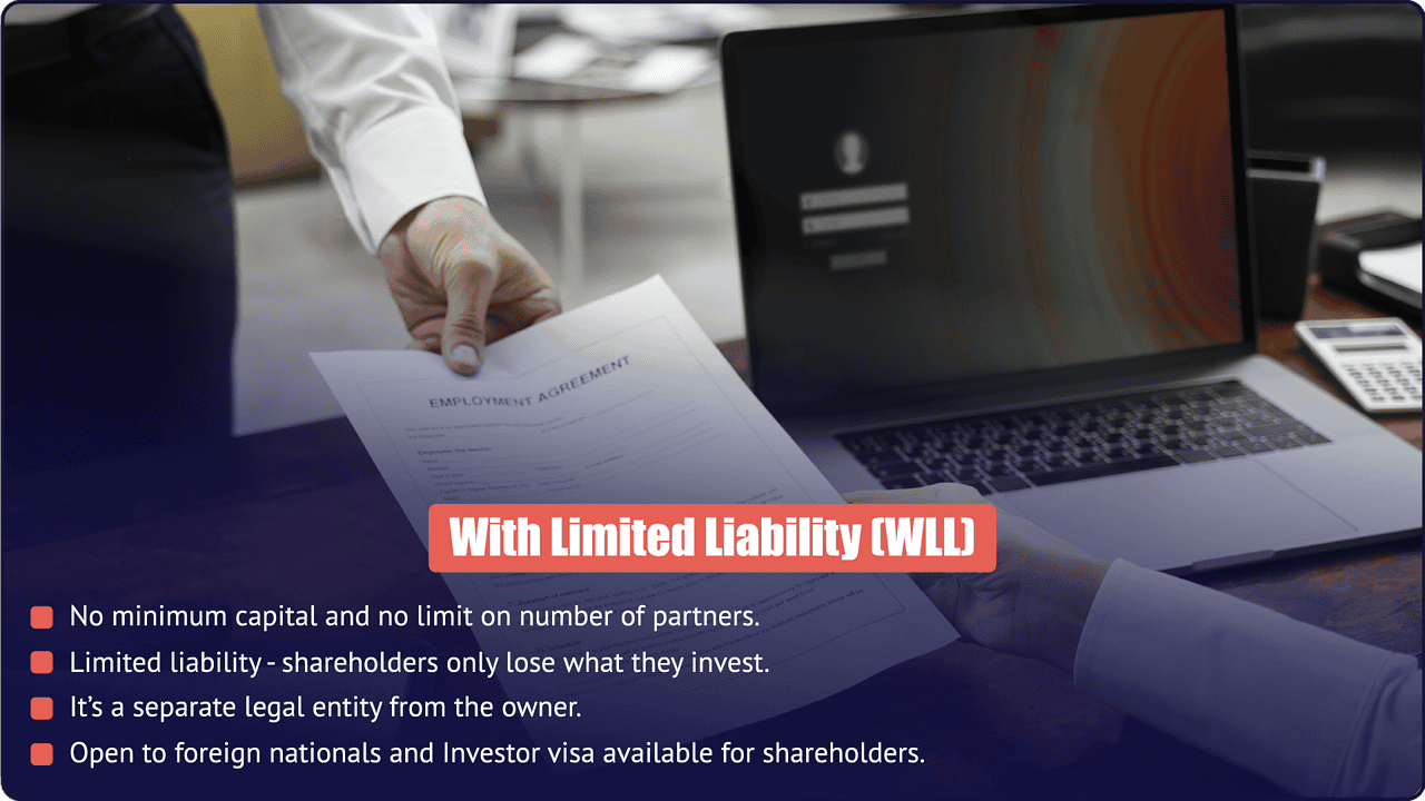With Limited Liability (WLL) company in Bahrain explained - PI Startup Advisory With Limited Liability company in Bahrain - no minimum capital, limited shareholder liability, separate legal entity, open to foreign nationals