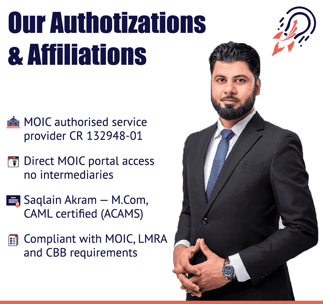 PI Startup Advisory MOIC authorised consultant licence — Commercial Registration 132948-01, Bahrain Ministry of Industry and Commerce
