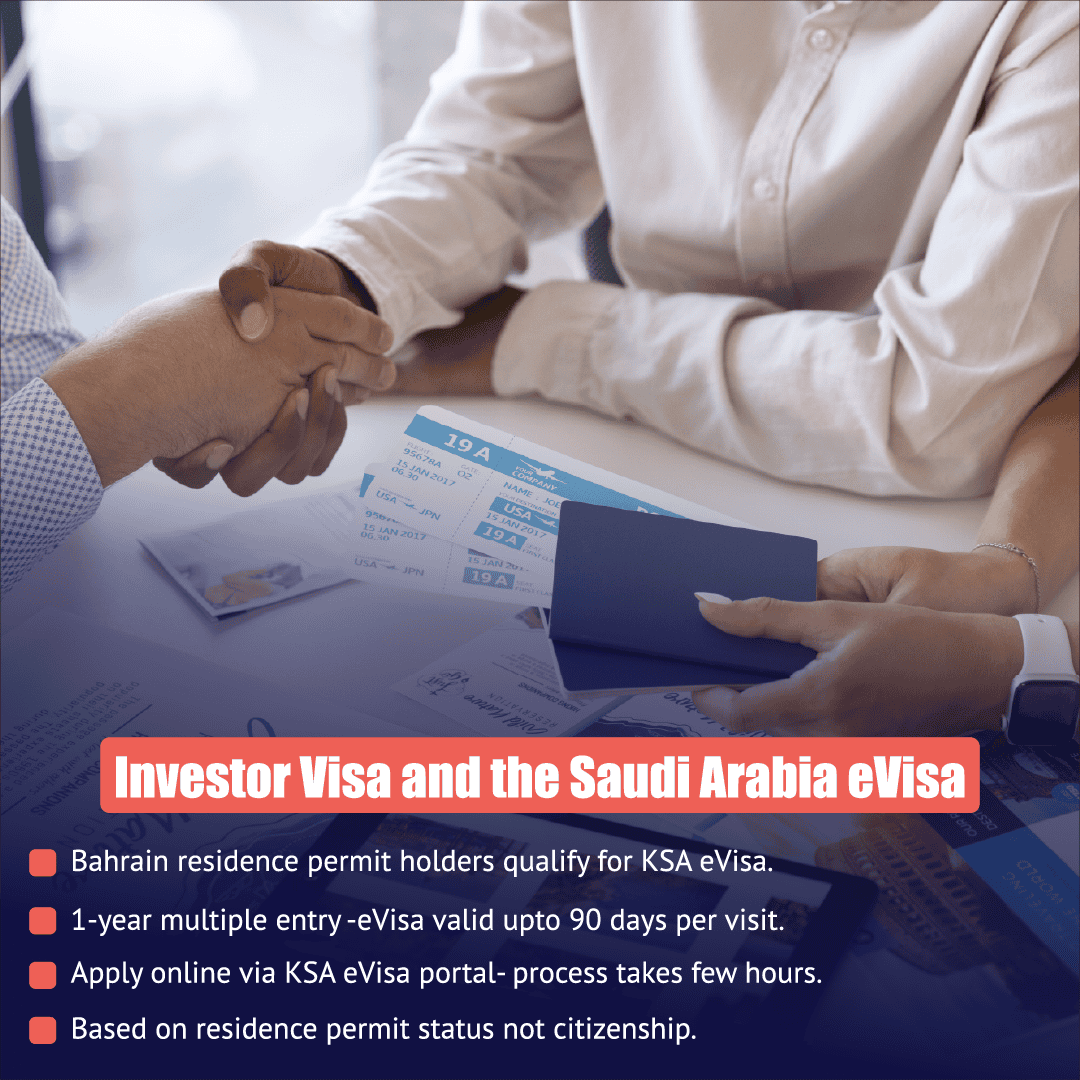 PI Startup Advisory guide explaining Saudi Arabia eVisa eligibility for Bahrain investor visa and residence permit holders.