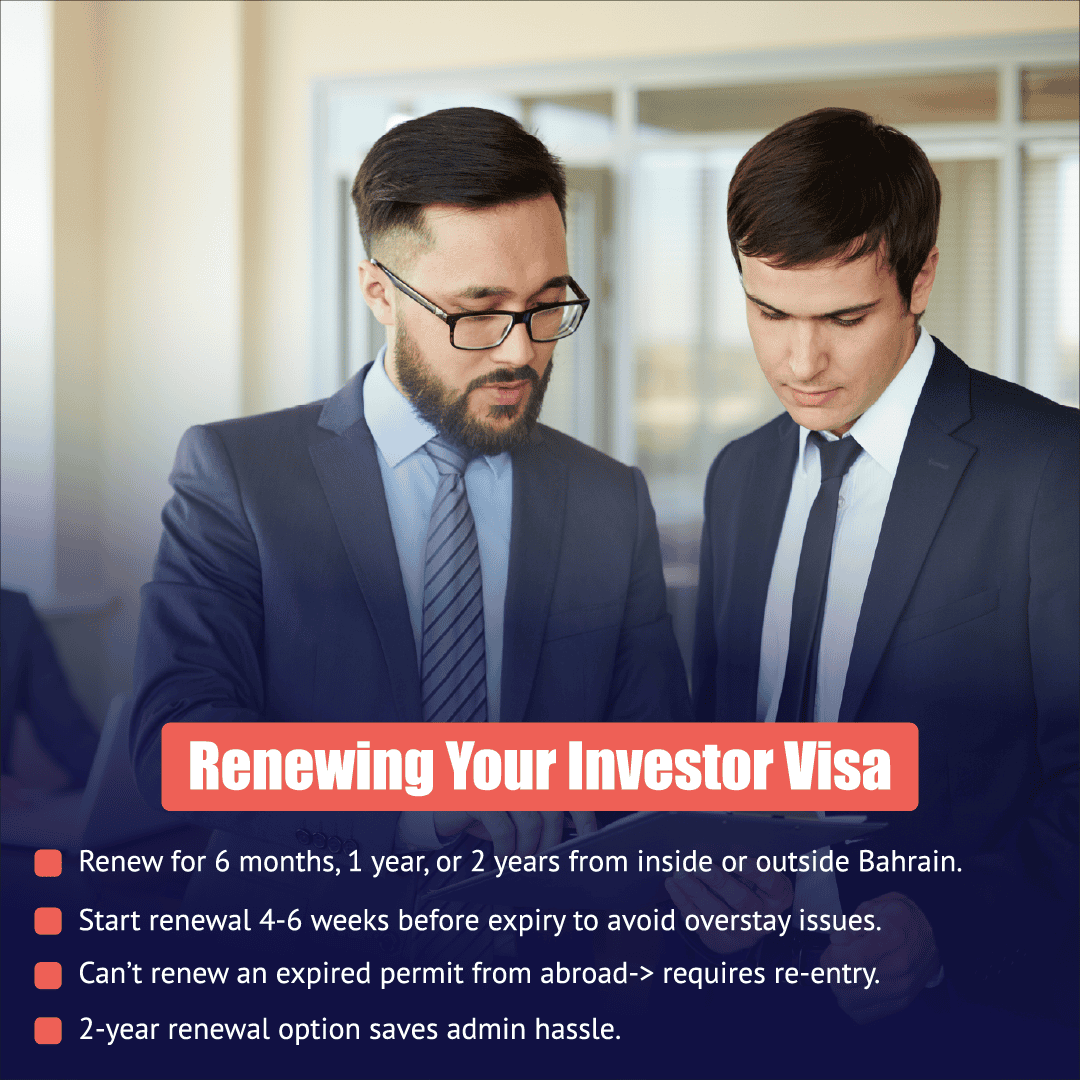 PI Startup Advisory consultants reviewing Bahrain investor visa renewal options and expiry requirements