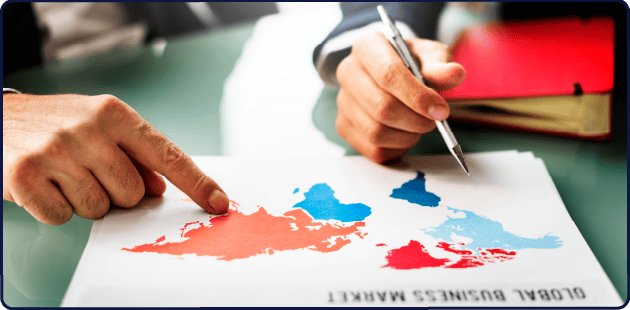 PI Startup Advisory market entry planning image showing business expansion strategy for Bahrain and global markets.