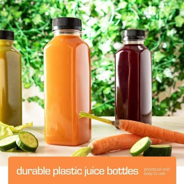 16oz square juice bottle wholesale pet bottle with caps