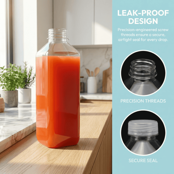 32oz square clear recyclable pet plastic bottles for juice | 124/case