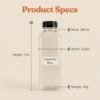 16oz square juice bottle wholesale pet bottle with caps