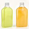 Popular 12oz flat, clear PET juice bottle with aluminum cap; customizable labels available.