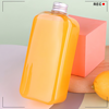 12oz flat square PET transparent juice bottle with silver aluminum cap