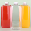 12oz flat square PET transparent juice bottle with silver aluminum cap