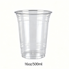 Clear plastic 16oz/500ml cup for beverages and packaging applications.