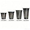 Black plastic cups in various sizes for drinks and catering needs.