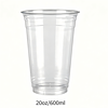 Clear plastic 20oz/600ml cup for beverages and drinks.