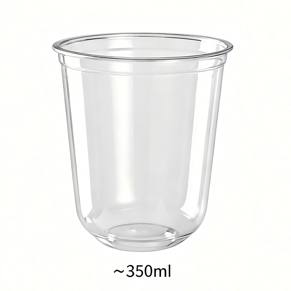 Clear plastic cup for beverages or food storage.
