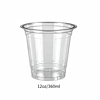 Clear plastic cup with 12oz/360ml capacity, suitable for beverages and packaging.