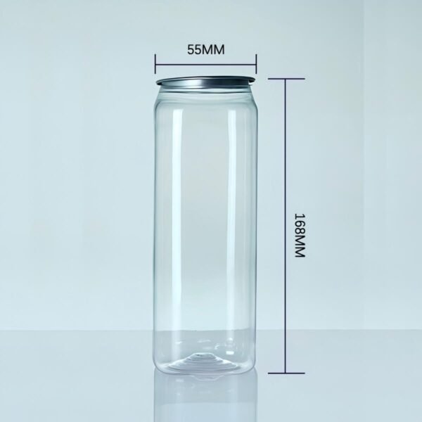 Square 500ml 16oz 16.9 oz PET cans with easy-open lids