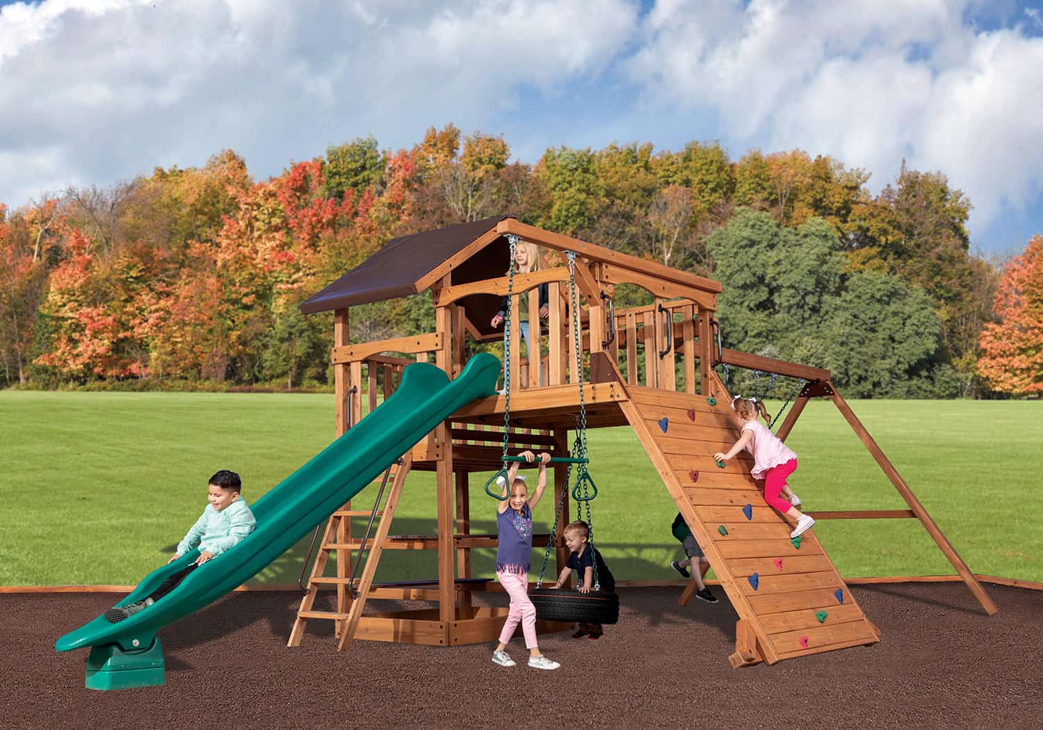 8AO4-19.jpg Adventure Outlook 4 Wooden Swing Set - Image 1