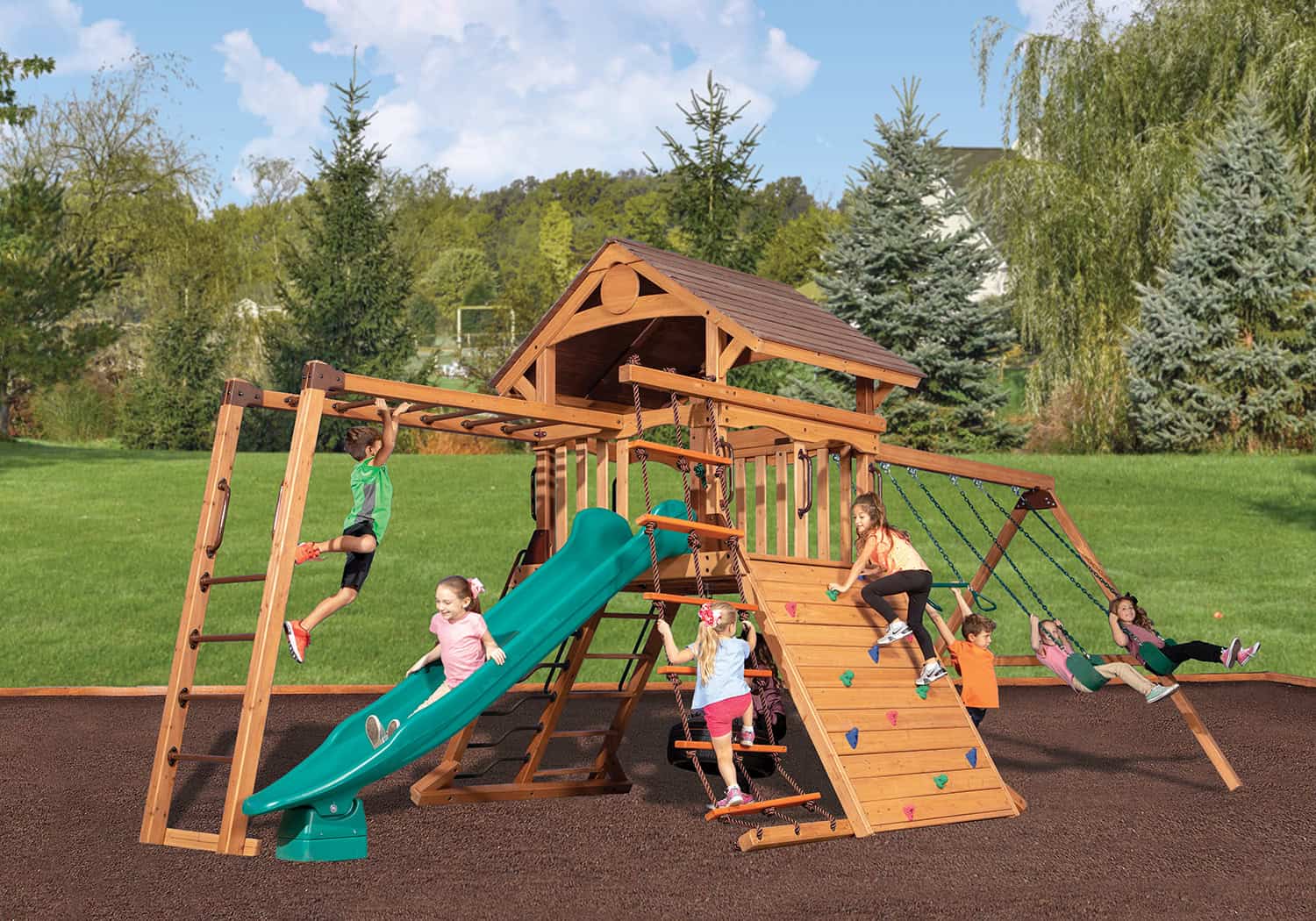 Adventure Summit XL 2 Wooden Swing Set - Image 1