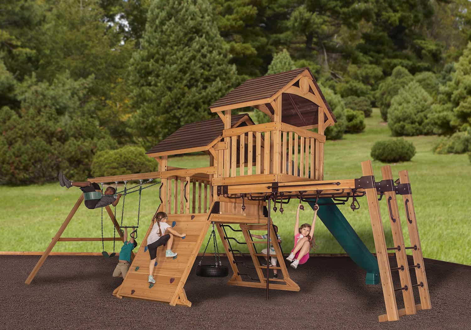 Adventure Summit XL 3 Wooden Swing Set - Image 2