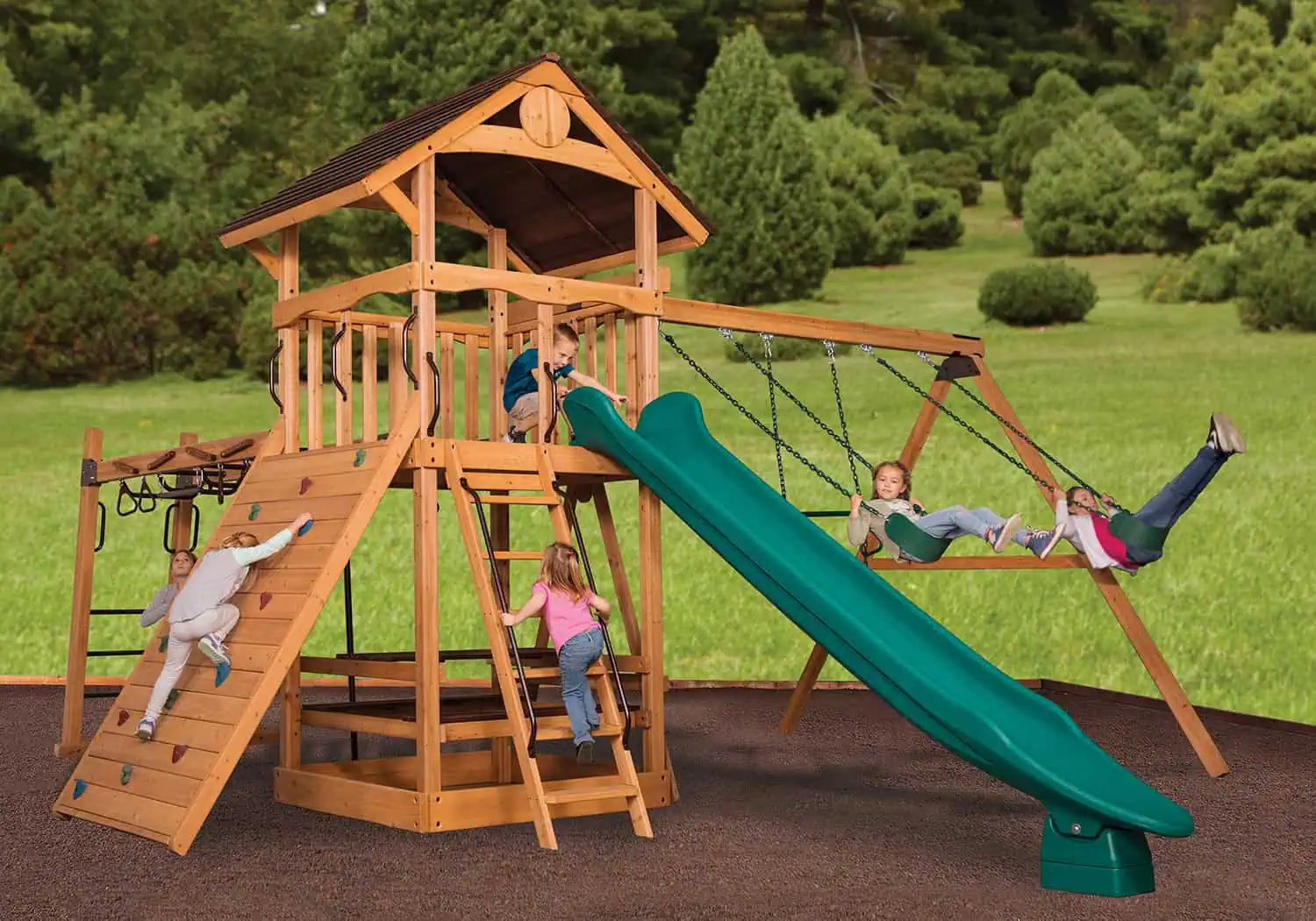 8OOXL1B-20.jpg Olympian Outlook XL 1B Wooden Swing Set - Image 1