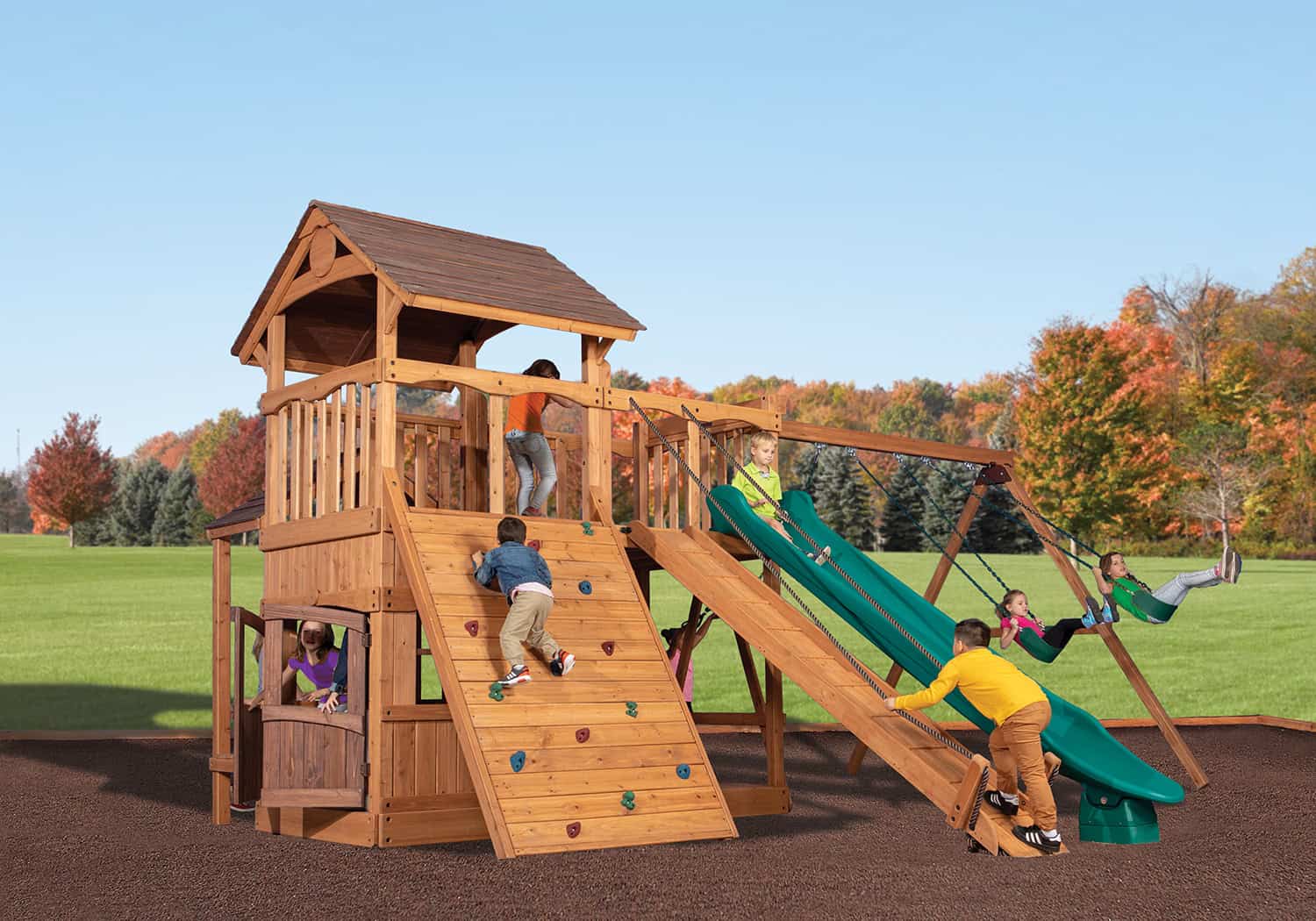 Olympian Outlook XL 2 Wooden Swing Set - Image 1
