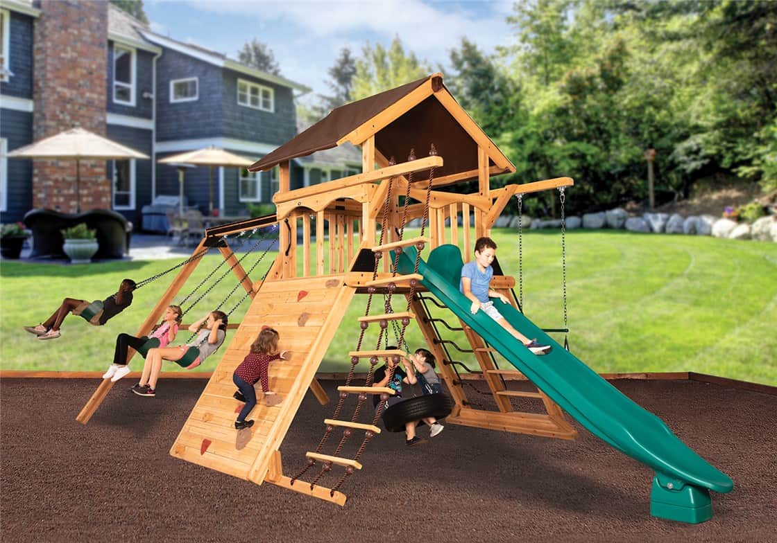 8OPXL1TRM-22.jpg Olympian Peak XL 1 w/ Mahogany Tarp Roof Playset - Image 1
