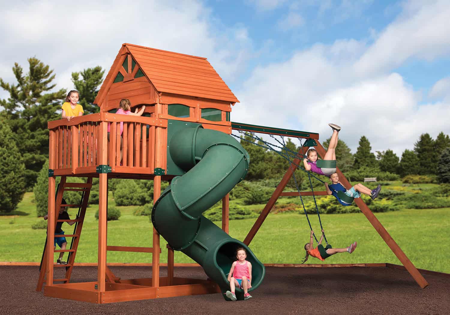 Classic - Titan Treehouse Jumbo 3 Wooden Swing Set (Discontinued) - Image 1