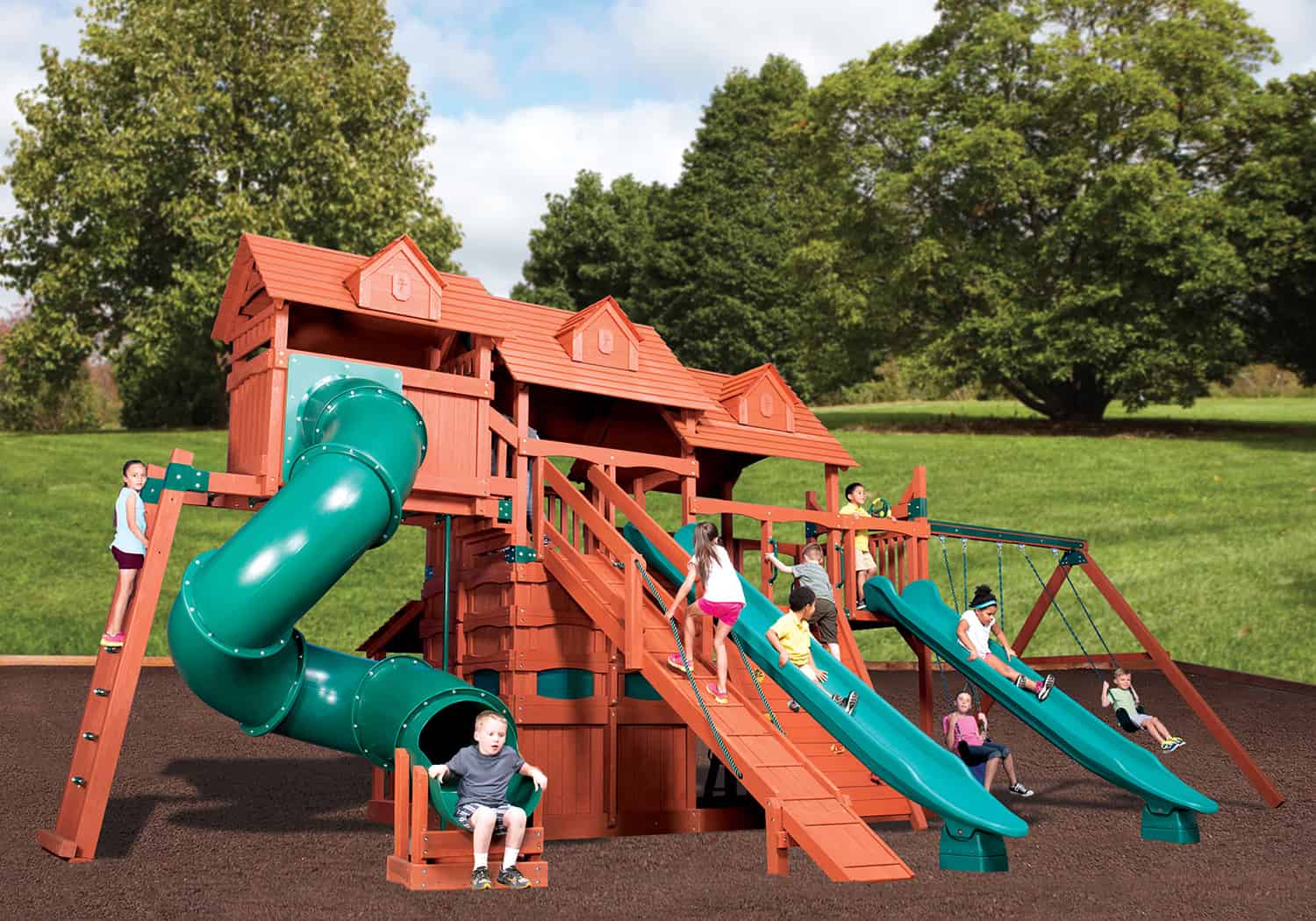 Classic - Titan Treehouse Jumbo 5 Wooden Swing Set (Discontinued) - Image 1