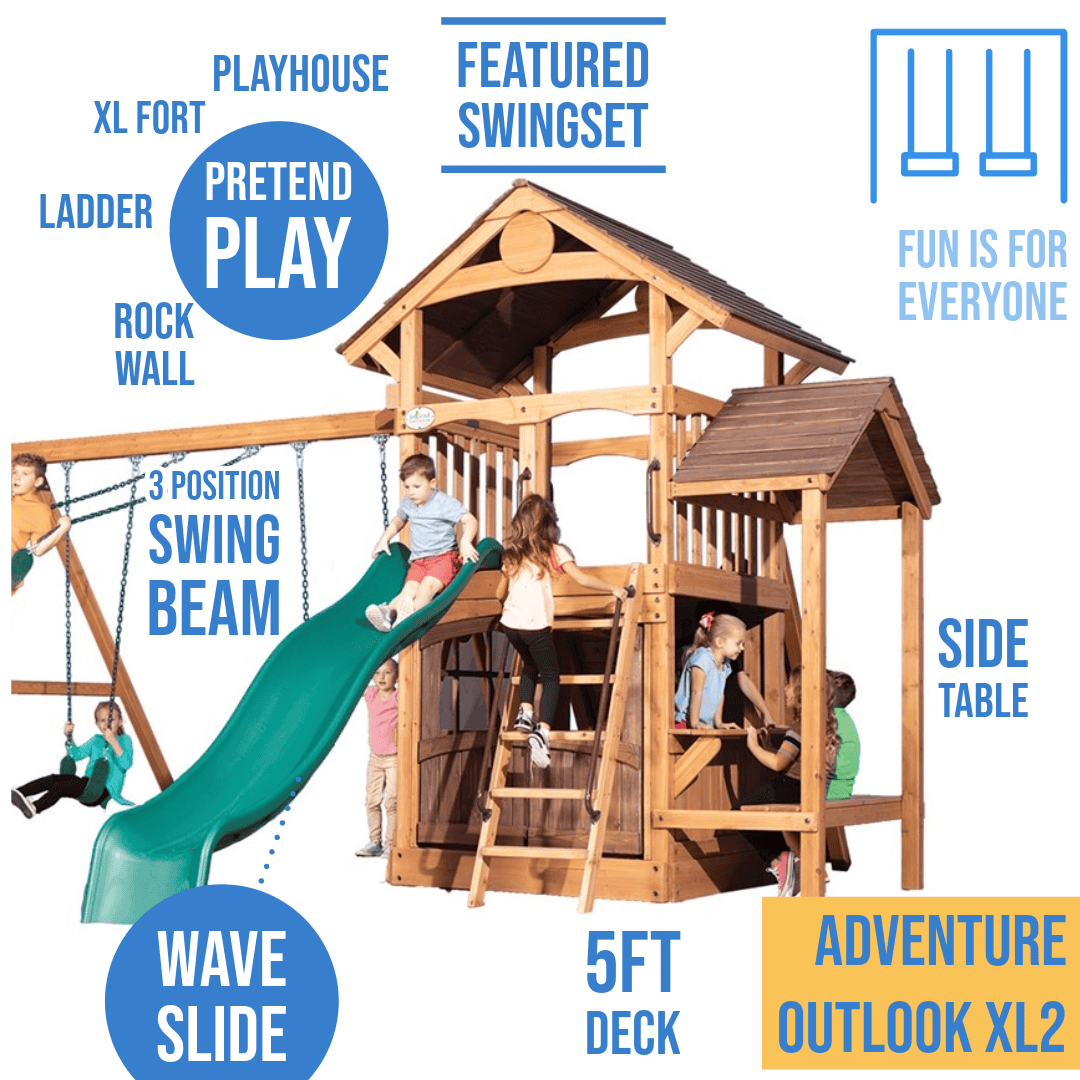 Olympian Outlook XL 2 Wooden Swing Set - Image 3