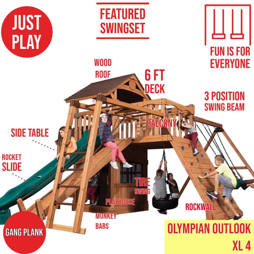 Olympian Outlook XL 4 Wooden Swing Set - Image 3