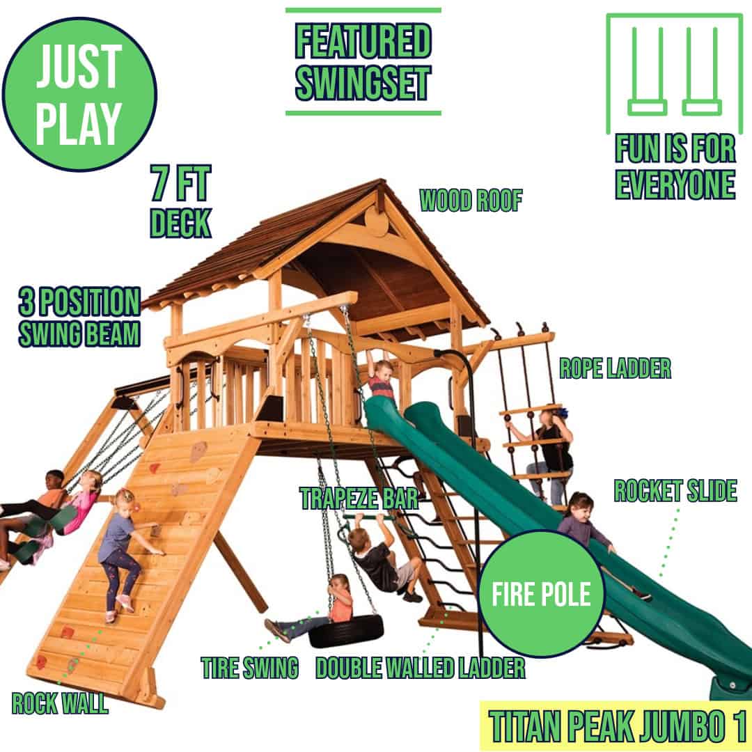 Titan Peak Jumbo 1 w/ Wood Roof Playset - Image 4