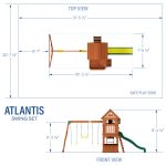 Detailed blueprint of Atlantis Swing Set with dimensions for safe outdoor play.