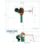 Top view of Cedar Cove Swing Set with slide and swings for kids.